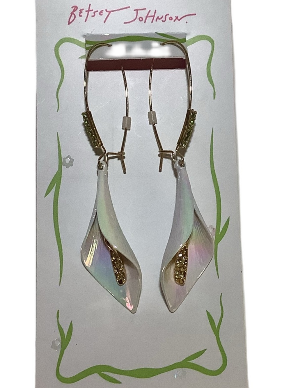 Betsey Johnson Calla Lily Necklace Bracelet Earrings 3 Pc Set New - Picture 4 of 4